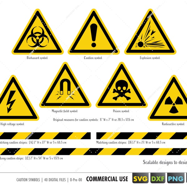 caution signs svg, warning symbols svg, eps, dxf png, high voltage, hazard, biohazard, explosion, magnetic field, radioactive, poison signs