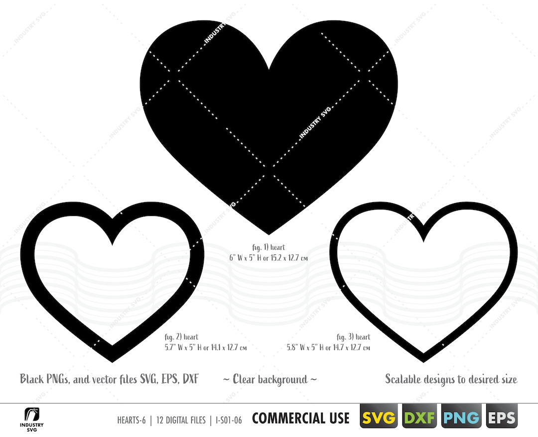 Basic Heart Shapes Svg, Heart Clipart, Heart Silhouette Cut File for ...