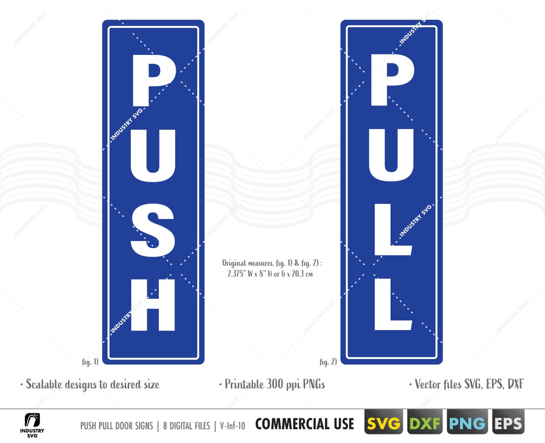 Push Pull Vertical Door Signs Set Svg, Printable Door Sign Png, Push ...