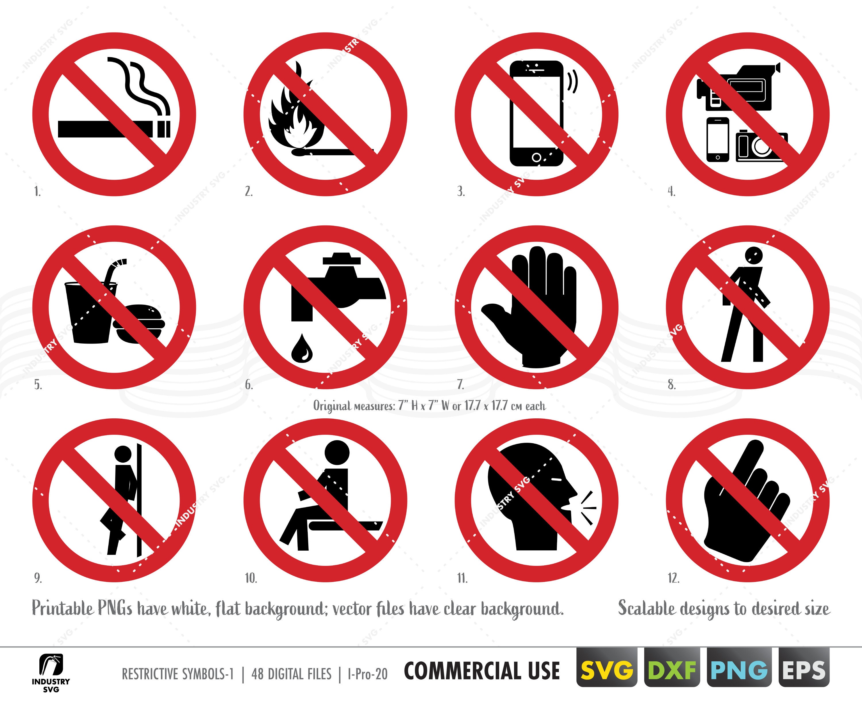 Printable Forbidden Symbols Do Not Signs No Smoking No Etsy Singapore