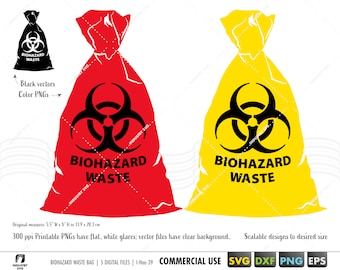 biohazard svg, avfallssvg, sop-svg, soppåse svg, avfallshanteringssvg, medicinska förnödenheter svg, biohazardavfallspåse klippfil för Cricut