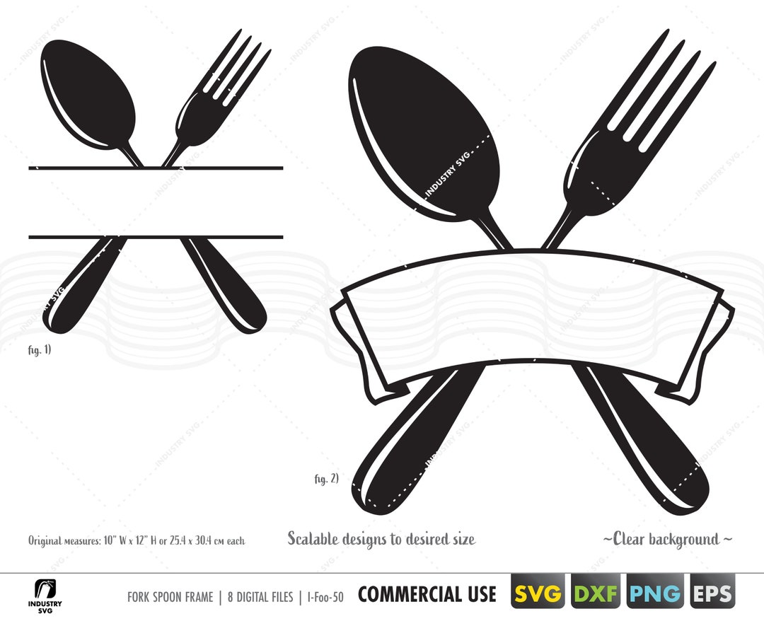 Kitchen Monogram Frame Svg, Spoon Fork Split Monogram Svg, Dinner Logo
