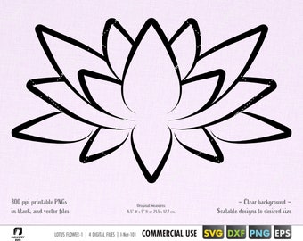 flor de lótus svg, arquivo de corte digital de ioga para cricut, silhueta, camafeu, clipart de flor asiática de lótus png eps dxf svg, modelo de flor de lótus