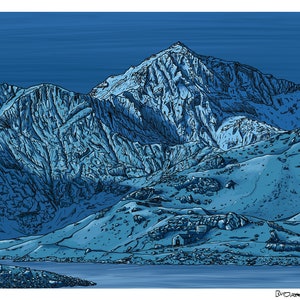 Snowdon, País de Gales - Impressão giclée montada em edição limitada