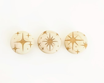 1.5&quot; STAR | MAPLE - Star pattern wooden knob, Solid Wood Cabinet Knob, Designer Wood Pull, Drawer Pull, diy
