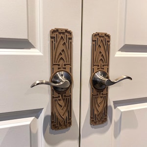 NEW ~ Art Deco Door Knob Backplate | Gothic Architectural Hardware | Vintage Inspired Door Decor | Statement Entry Accent