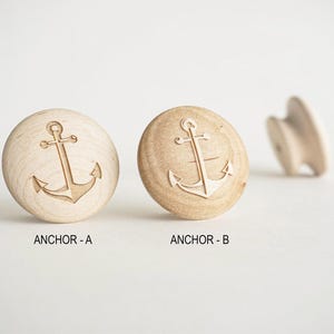 1.25″ or 1.5″ | Anchor Nautical Knob Solid Maple Wood Cabinet Handmade Designer Wood Pull Kitchen Cabinet Drawer Knobs | Do It Yourself