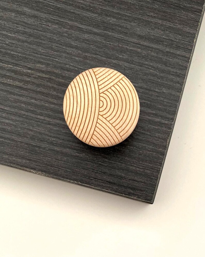 Maple Cabinet Knobs | 1.25" or 1.5" Solid Wood Drawer Pulls | Engraved Kitchen Hardware Wood Handles image 6