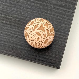 MAPLE Floral Knobs | 1.5" Graceful Pattern Wooden Knob, Solid Wood Cabinet Knob, Designer Wood Pull Kitchen Cabinet Knobs Drawer Pull DIY