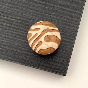 MAPLE Zebra Stripes Inspired | 1.5" & 1.25" Solid Wood Cabinet Knob Designer Wood Pull Drawer Pull, Wood Handle Do It Yourself DIY | WK-1027