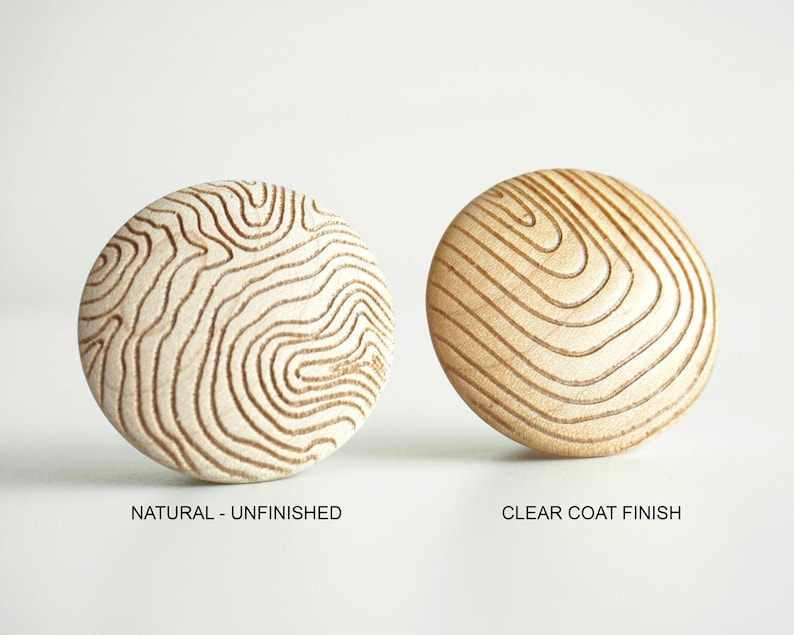 Solid Maple Cabinet Knobs | Wood Drawer Pulls Geometric Engraved Knobs | Mid Century Modern Hardware | Kitchen Cabinet Handles | Mix&Match image 5