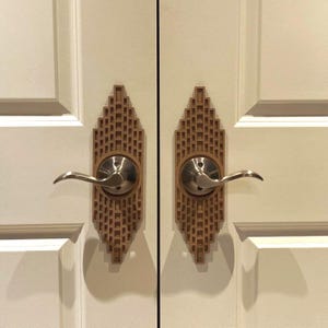 Ascension Art Deco Door Knob Backplate | Unfinished Paintable DIY Architectural Door Accent | Laser Cut Interior Door Hardware