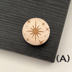 STARS MAPLE Knobs | 1.5" Star patterns wooden knob, Solid Wood Cabinet Knob, Designer Wood Pull, Drawer Pull, DIY