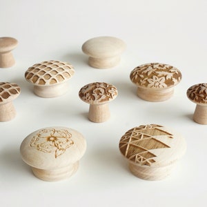 Perilla de gabinete de madera maciza de arce de 1 1/2", tirador de madera de diseño, tirador de cajón, manija de madera, bricolaje