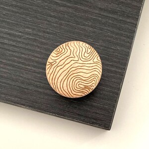 Solid Maple Cabinet Knobs | Wood Drawer Pulls Geometric Engraved Knobs | Mid Century Modern Hardware | Kitchen Cabinet Handles | Mix&Match