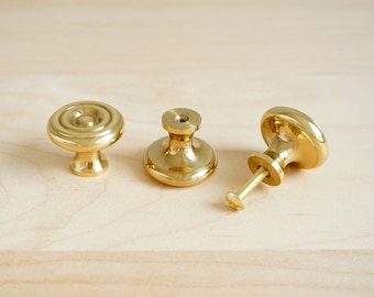 1 1/4" KNOB | Brass Knob, Bright Gold Decorative Hardware, Furniture Hardware, Cabinet and Drawer Knob
