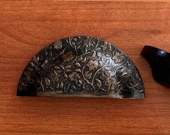 EDICIÓN ESPECIAL / ALICE bronce frotado / Tirador de cajón de arce de 4" con diseño floral de madera maciza / Acabado a mano, decoración ultra elegante para el hogar