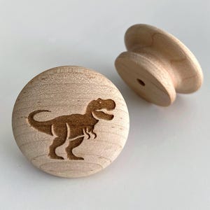 Dinosaur Drawer Knob – T Rex Wooden Cabinet Knob – Kids Dresser Pull – Nursery Furniture Hardware – 1.25” or 1.5” Dino Decor