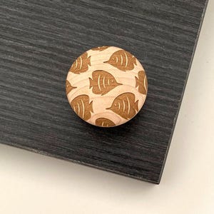 MAPLE Fishes ~ Nautical Collection | 1.5" Solid Wood Cabinet Knob, Designer Wood Pull, Drawer Pull Wood Handle, Custom Home Decor