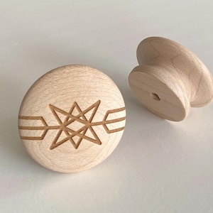 Op Frank Lloyd Wright geïnspireerde kastknop | Geometrische houten ladeknop in prairiestijl Art Deco keukenhardware decor uit het midden van de eeuw | flw