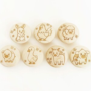 ANIMALES DE GRANJA / MAPLE - Colección Animales de Granja, pomo de madera, pomo de madera maciza para armario, tirador de madera de diseño, tirador de cajón