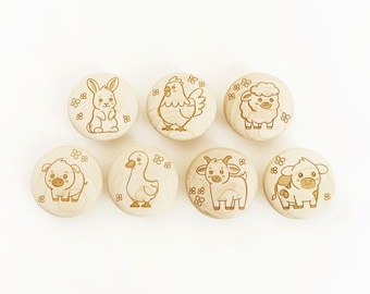 Farm Animal Cabinet Knobs | Unique Maple Dresser Knobs | Nursery Drawer Knobs | Kids Furniture Hardware