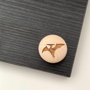 1.25" or 1.5" DINOSAUR ~ PTERANODON | Handcrafted Wood Knobs | Nursery Kids Room Decor | Dino-Themed Furniture Knobs | Custom Knobs