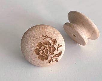 MAPLE ROSE Knoppen | 1,5" massief houten kastknop, designer houten handgreep, ladeknop, houten handvat, doe-het-zelf