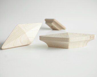 4 1/4" DIAMOND | Puxador de armário de madeira, puxador de madeira de designer, puxador de gaveta, puxador de madeira tradicional, faça você mesmo, faça você mesmo