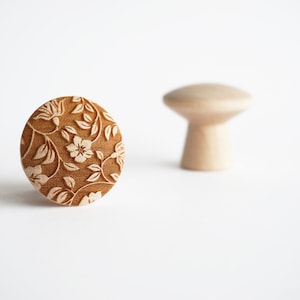 1&quot; BIRCH | ALICE | Solid Wood Cabinet Knob, Designer Wood Pull, Drawer Pull, Wood Handle, Do It Yourself, DIY