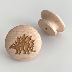 1.25" or 1.5" DINOSAUR STEGOSAURUS | Handcrafted Wood Knobs | Nursery Drawer Pulls | Kids Room Decor | Dino-Themed Furniture Knobs | Custom