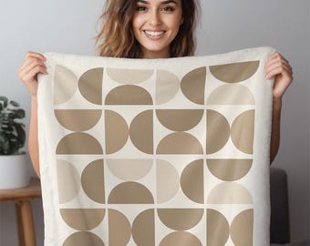 Mid-century modern plaid | Geometrisch abstract plaid | Scandinavische woondecoratie | Kleurrijk, modern en knus plaid