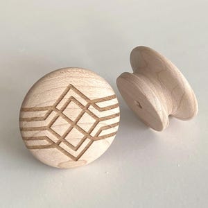 Frank Lloyd Wright Inspired Cabinet Knob | Prairie Style Geometric Wood Drawer Knob Art Deco Kitchen Hardware Mid Century Decor | flw