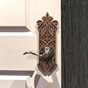 NEW ~ Art Deco Door Knob Backplate | Gothic Architectural Hardware | Vintage Inspired Door Decor | Statement Entry Accent