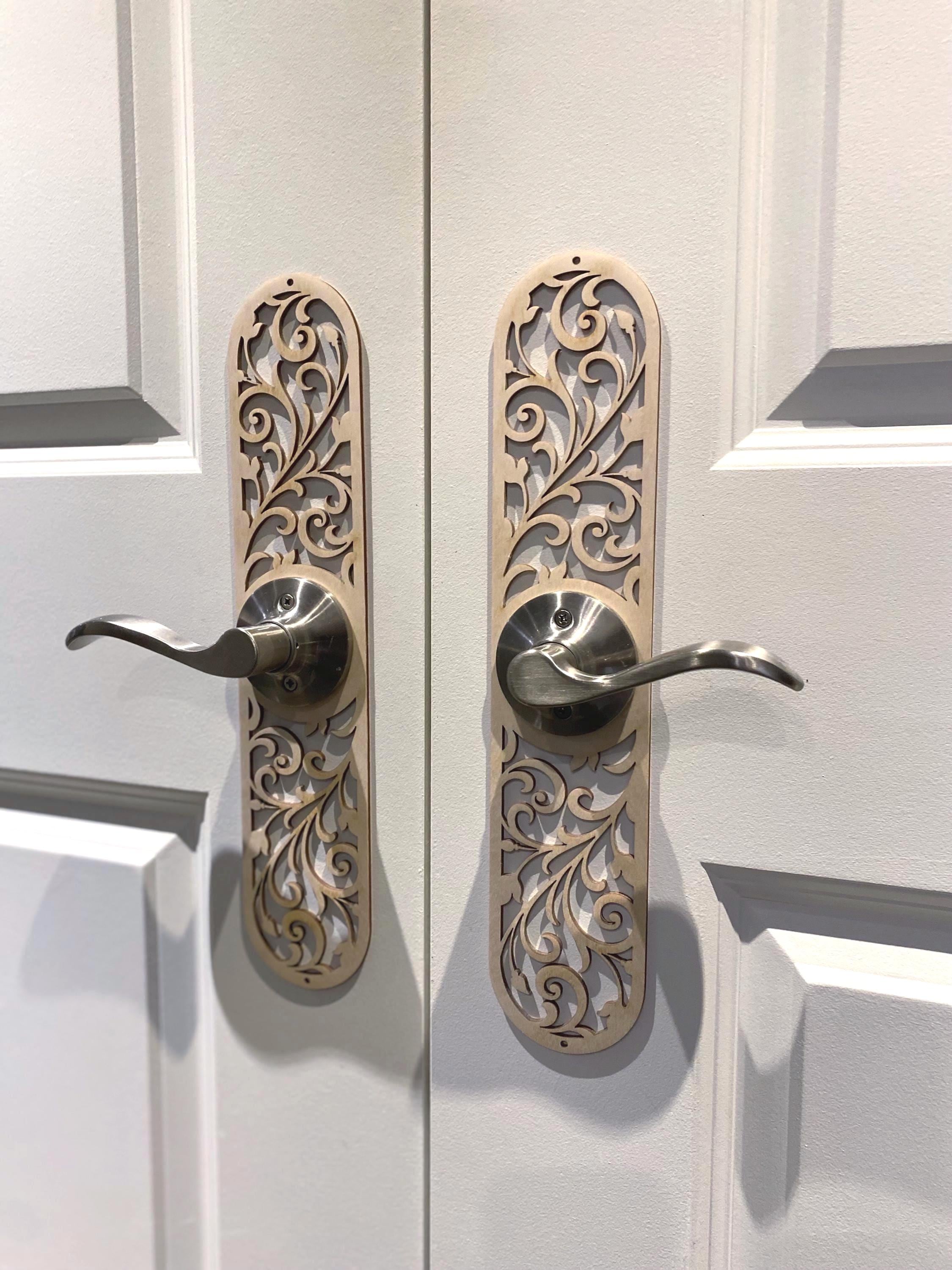 FLORAL FILIGREE Decorative Door Knob Backplate | Birch Plywood