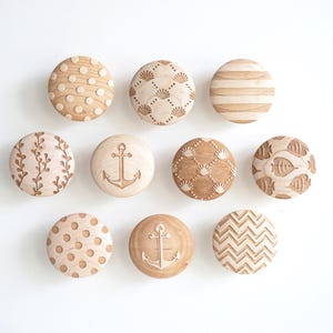1 1/2" MAPLE | NAUTICAL | Solid Wood Cabinet Knob, Designer Wood Pull, Drawer Pull, Wood Handle, Do It Yourself