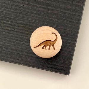 1.25" or 1.5" DINOSAUR ~ BRACHIOSAURUS | Handcrafted Wood Knobs | Nursery Kids Room Decor | Dino-Themed Furniture Knobs | Custom Knobs