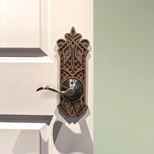 NEW ~ Art Deco Door Knob Backplate | Gothic Architectural Hardware | Vintage Inspired Door Decor | Statement Entry Accent
