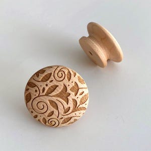 1,5"Ahorn | Anmutiger Blumenmuster Holzknauf, Massivholzschrank Knauf, Designer Holzknauf Küchenschrank Knäufe Schublade Knauf DIY