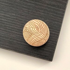 Solid Maple Cabinet Knobs | Wood Drawer Pulls Geometric Engraved Knobs | Mid Century Modern Hardware | Kitchen Cabinet Handles | Mix&Match