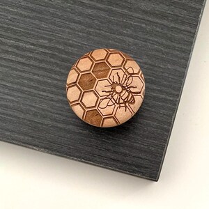 MAPLE Honey Bee Honeycomb Knobs | 1.25" - 1.5" Solid Wood Cabinet Knobs Drawer Pull Wood Handle Do It Yourself