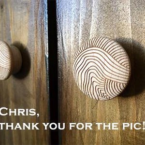 Solid Maple Cabinet Knobs | Wood Drawer Pulls Geometric Engraved Knobs | Mid Century Modern Hardware | Kitchen Cabinet Handles | Mix&Match image 4