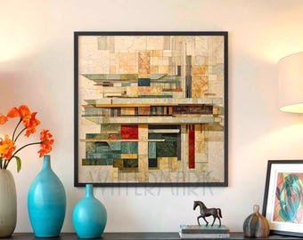 Frank Lloyd Wright Inspired Wall Art | Prairie Style Geometric Artwork | Mid Century Modern Architectural Home Decor | 720