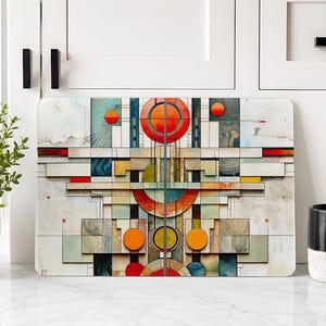 Dekoratives Schneidebrett aus Glas im Art-déco-Stil | Geometrische Küchendekoration | Serviertablett im Vintage-Stil | Geschenk zur Hochzeit oder zum Einzug