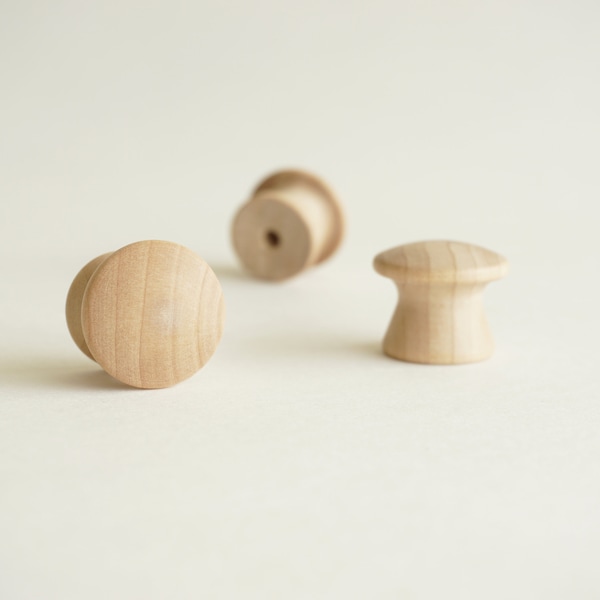 1" BIRCH | Plain Solid Wood Cabinet Knob, Designer Wood Pull, Drawer Pull, Wood Handle, Do It Yourself, DIY