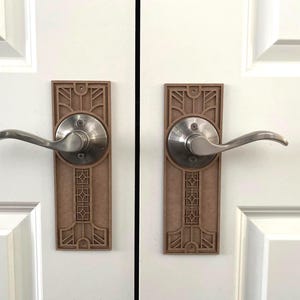 FRANK LLOYD WRIGHT Inspired | Decorative Door Knob Backplate, Interior Door Plate Vintage Style Door Escutcheon Trim Plates | Do It Yourself