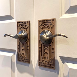 NOUVEAUTÉ Décoration architecturale décorative inspirée de Frank Lloyd Wright avec écusson de porte intérieure, plaque arrière, décoration d'intérieur vintage moderne | Bricolage