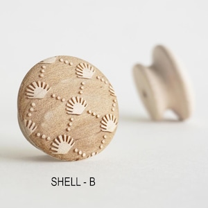 Seashell Nautical Knob | 1.5" Solid Maple Wood Cabinet Handmade Designer Wood Pull Kitchen Cabinet Drawer Knobs | Do It Yourself