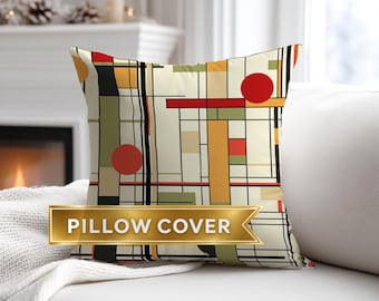Frank Lloyd Wright Inspired Mid Century Modern Pillow Cover | Prairie Style Throw Pillow Cover | Retro Architectural Decor | 752-187