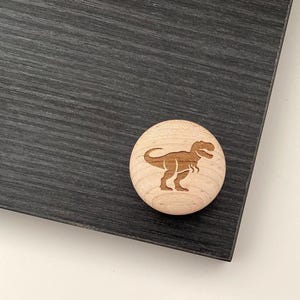 Dinosaur Drawer Knob – T Rex Wooden Cabinet Knob – Kids Dresser Pull – Nursery Furniture Hardware – 1.25” or 1.5” Dino Decor